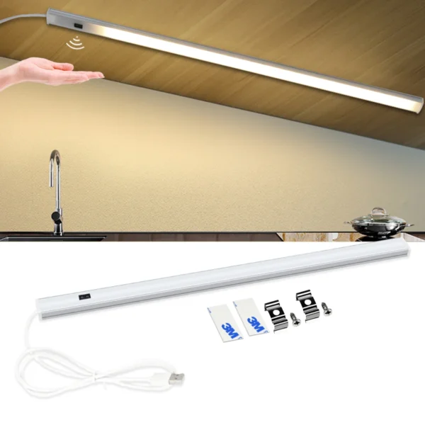 Barre lumineuse LED USB avec capteur de mouvement, bande lumineuse, balayage manuel, éclairage d'armoire, lampe de cuisine, chambre à coucher, profil d'infraction, 5V, 30 cm, 40 cm, 50cm