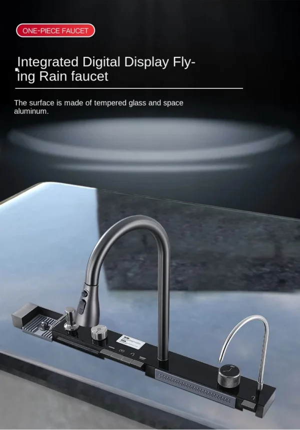 Évier de Cuisine en Acier Inoxydable 304, Double Cascade, Fente Unique, Affichage Numérique Intégré, Ensemble, Distributeur Regina, Lave-Gobelet - Image 4